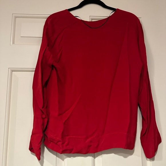 Zara Red Long-Sleeve V-Neck Blouse in Size Small (Like New!) - Picture 2 of 3